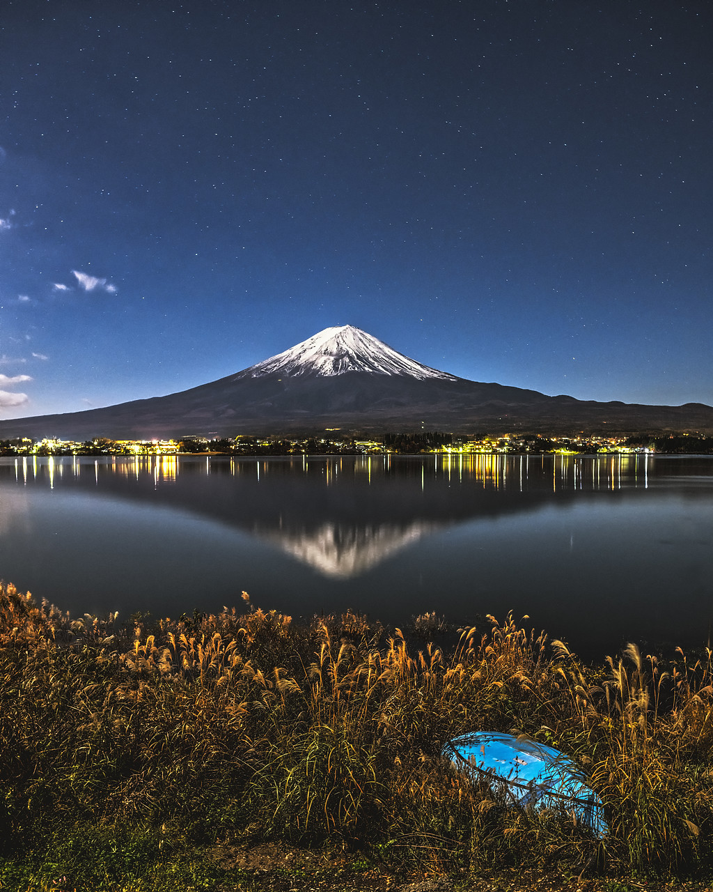 #190619-1 - Mt. Fuji at Night, Lake Kawaguchi, Fuji-Hakone, Japan