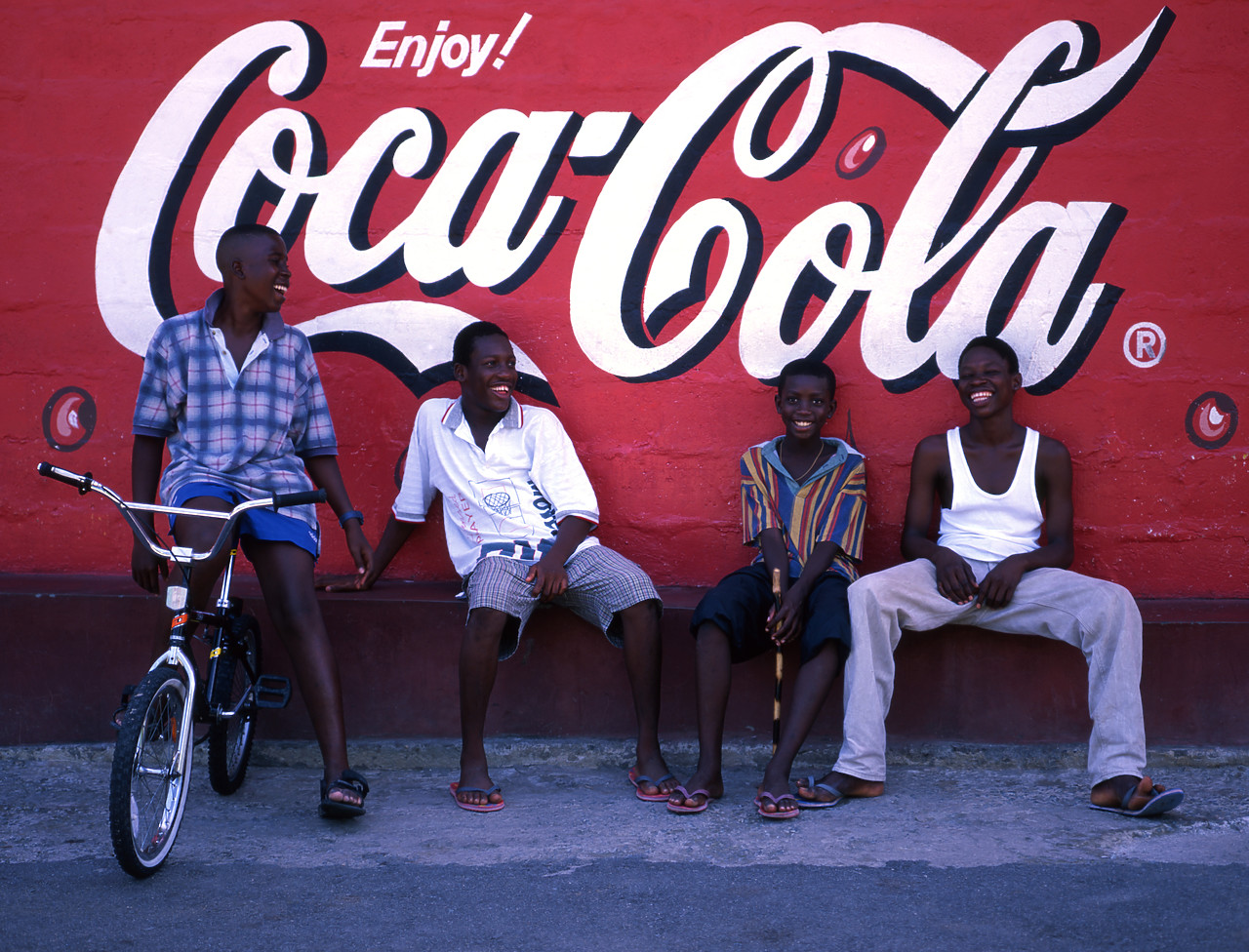 #200112-1 - Local Boys & Coke Building, Tobago, West Indies