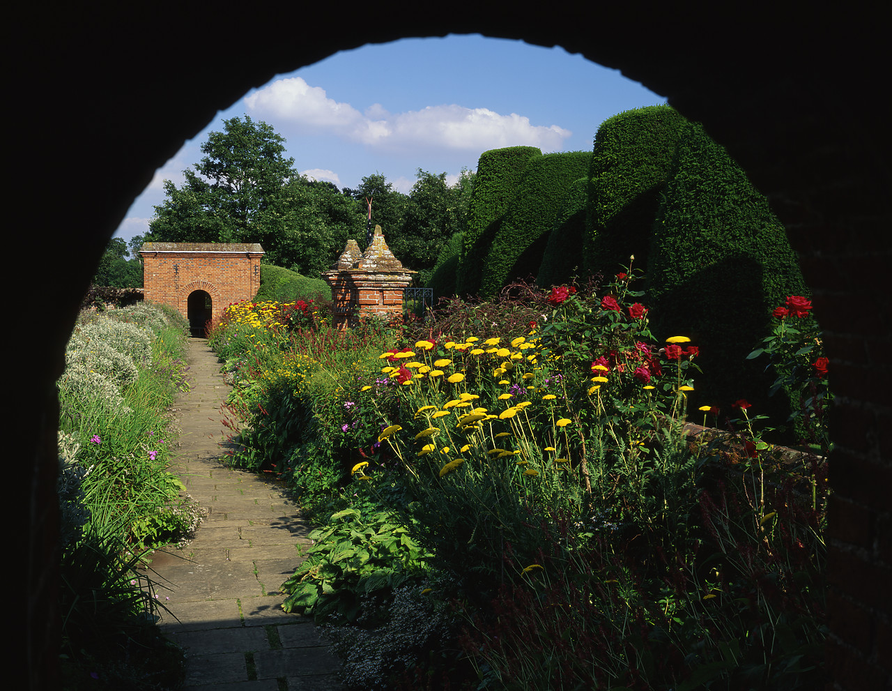 #200458-1 - View of Garden through Arch, Packwood House, Lapworth, Warwickshire, England
