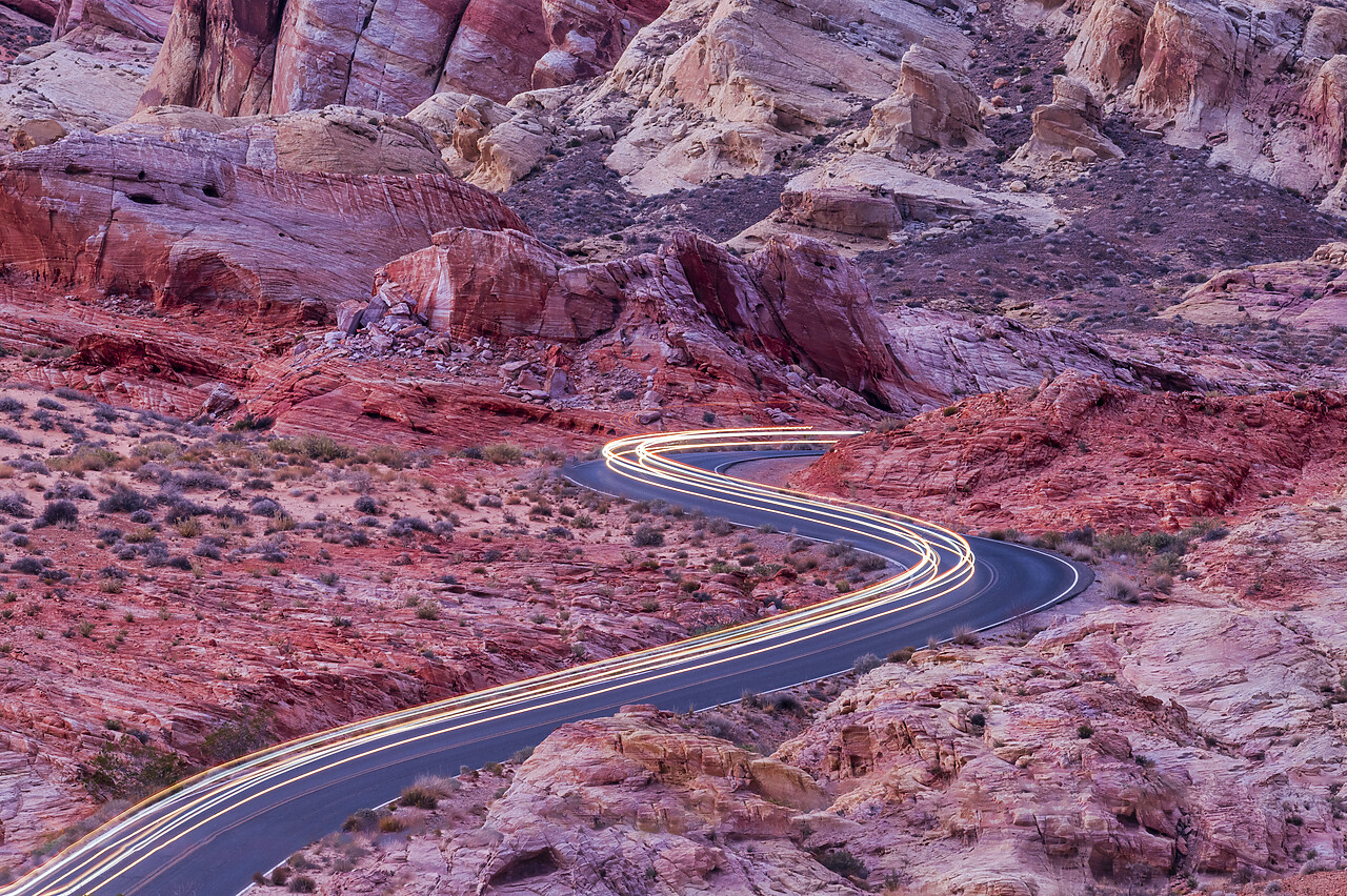 #220064-1 - Light Trails though Valley of Fire State Park, Nevada, USA