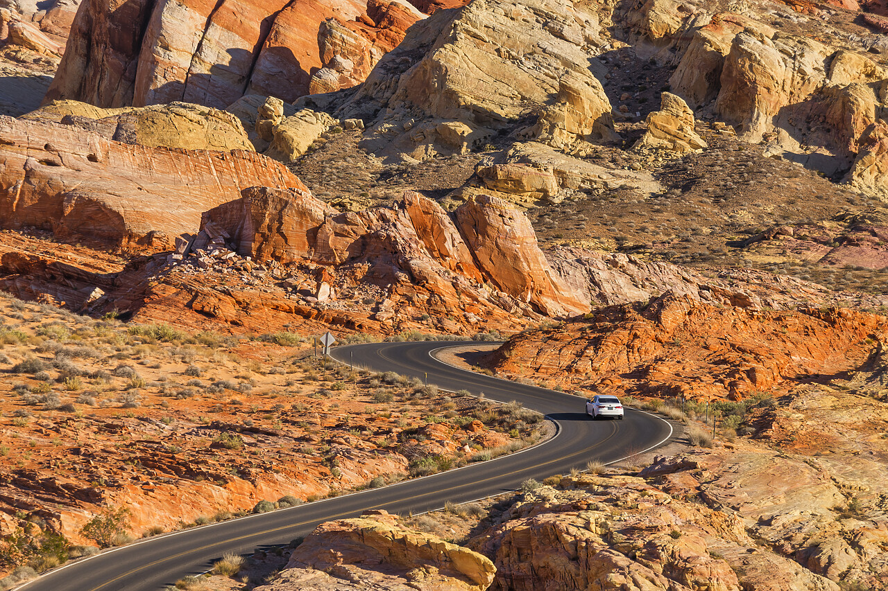 #220074-1 - Car on S-Bend Road, Valley of Fire State Park, Nevada, USA