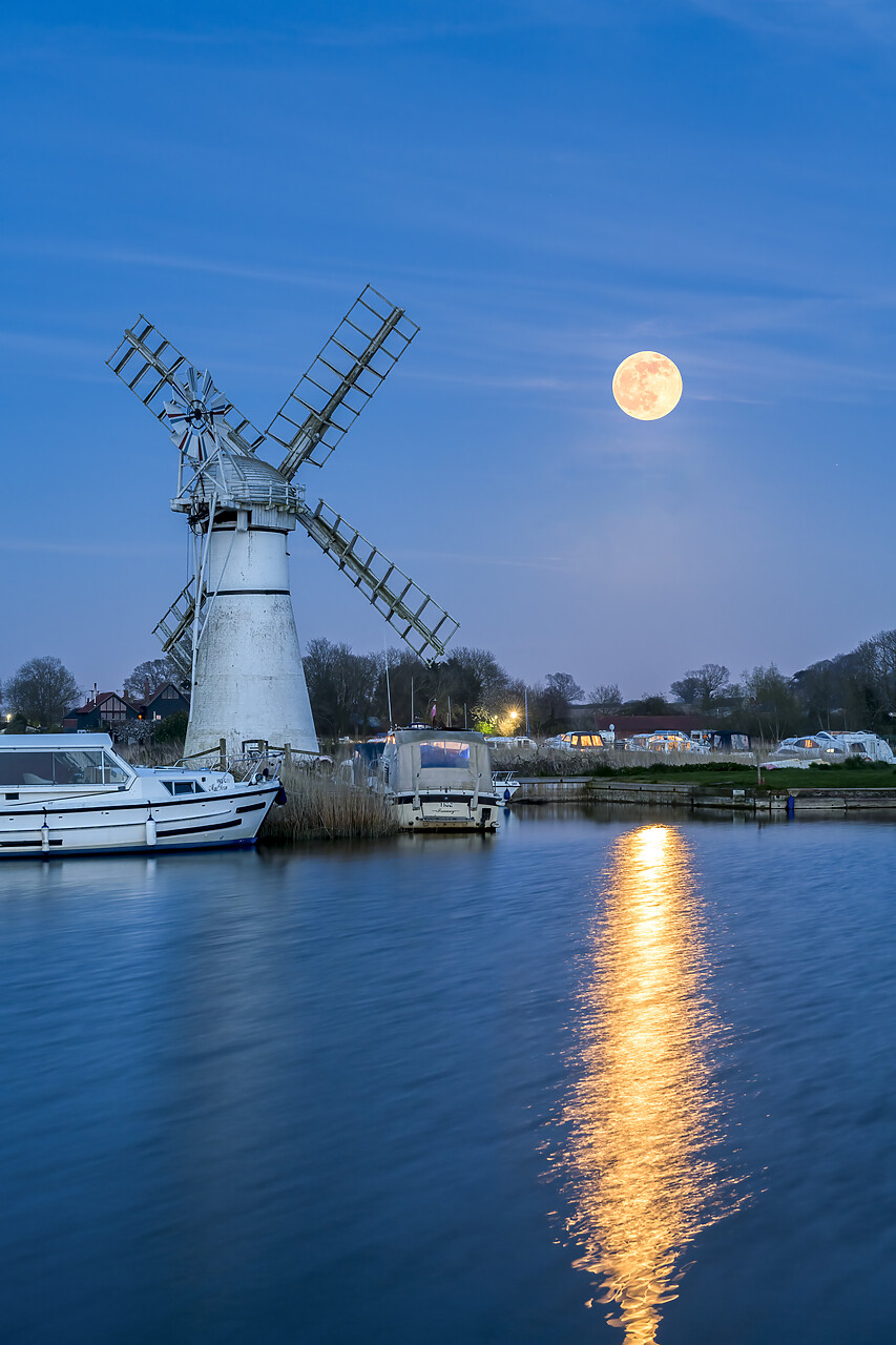 #220173-2 - Full Moon Rising over River Thurne, Norfolk Broads National Park, Norfolk, England