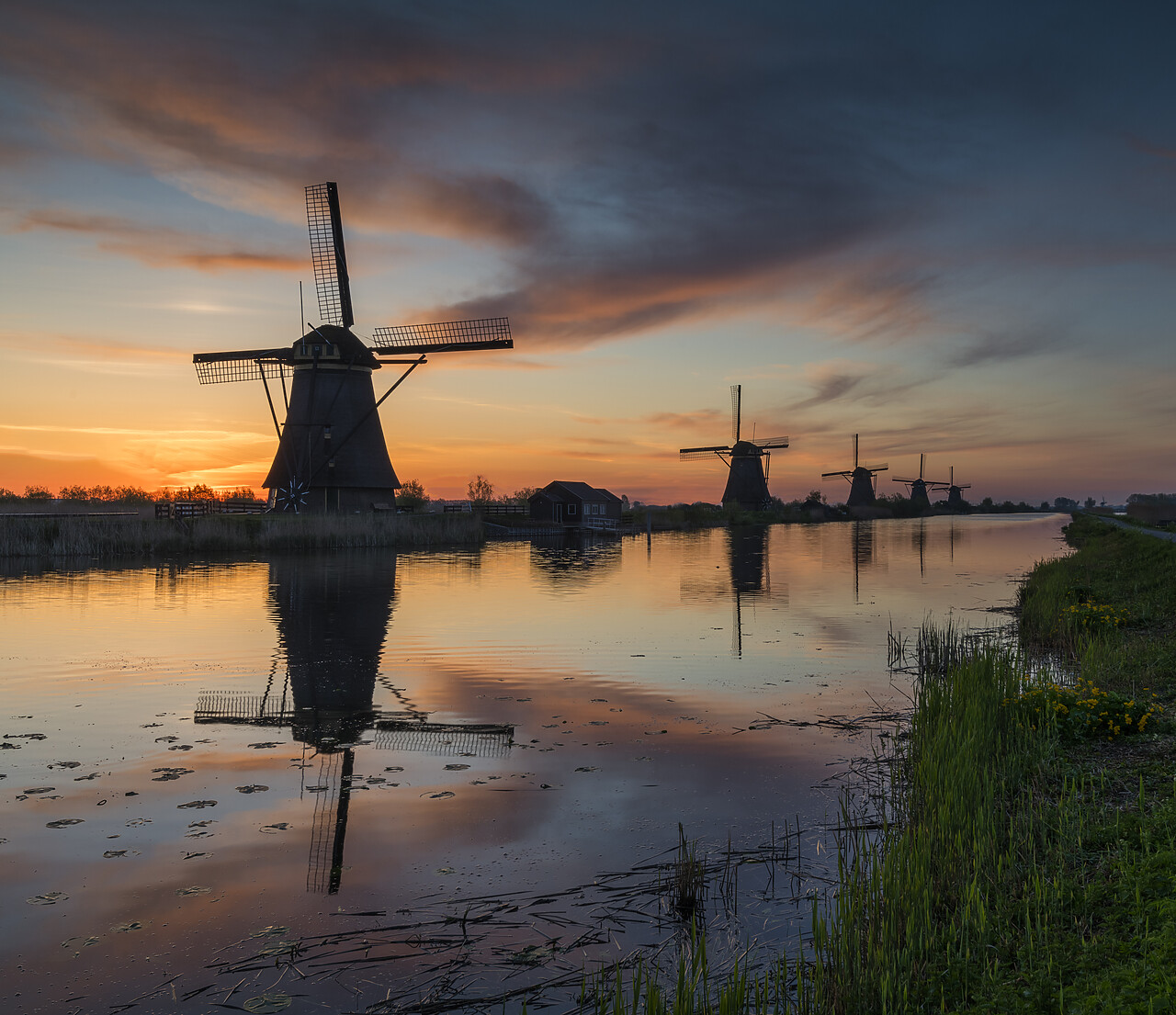 #220186-1 - Windmills of Kinderdijk at Sunrise,Holland, Netherlands