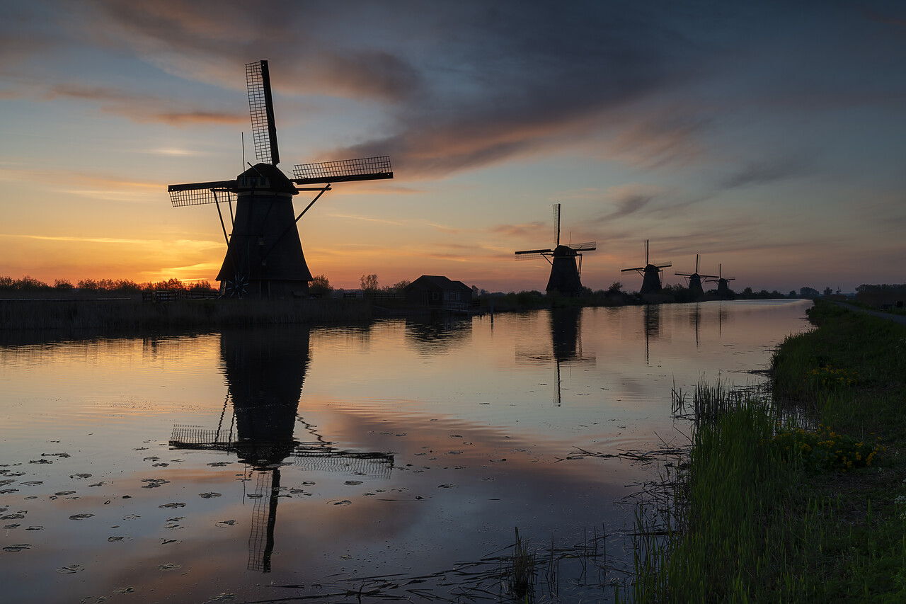 #220186-2 - Windmills of Kinderdijk at Sunrise,Holland, Netherlands