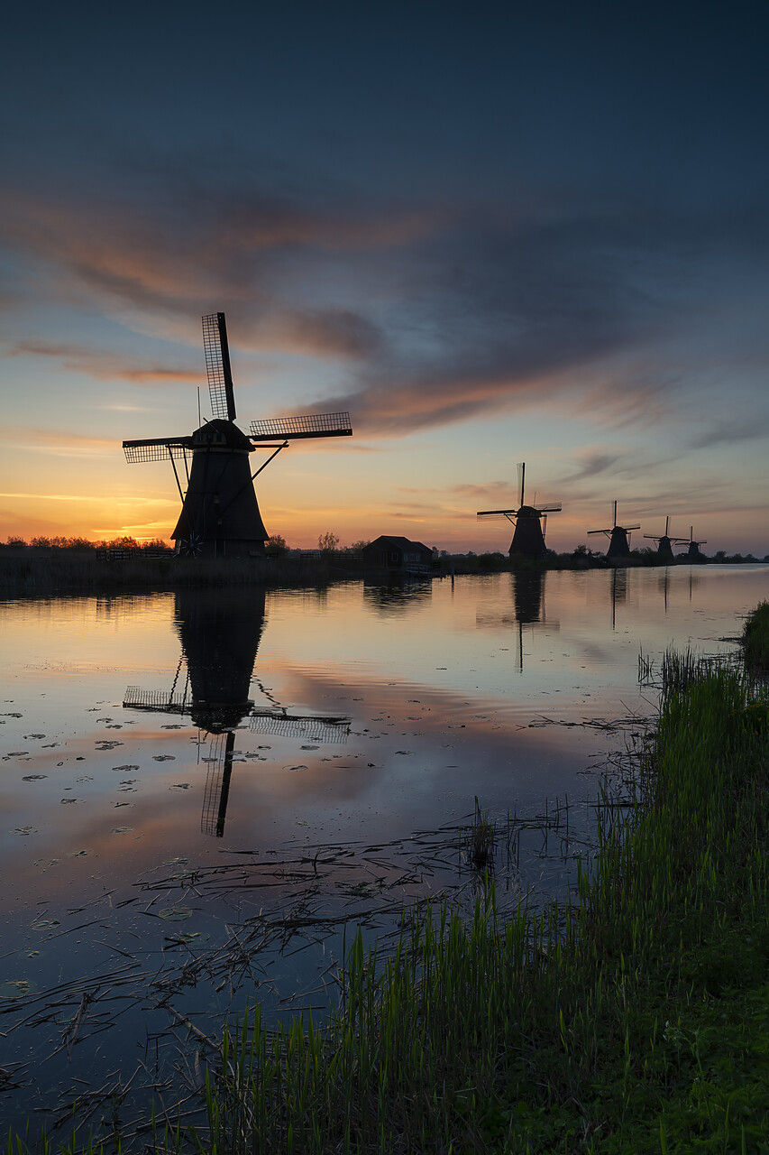 #220186-3 - Windmills of Kinderdijk at Sunrise,Holland, Netherlands