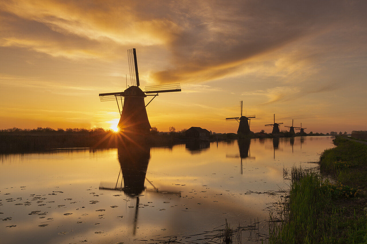 #220187-1 - Windmills of Kinderdijk at Sunrise,Holland, Netherlands