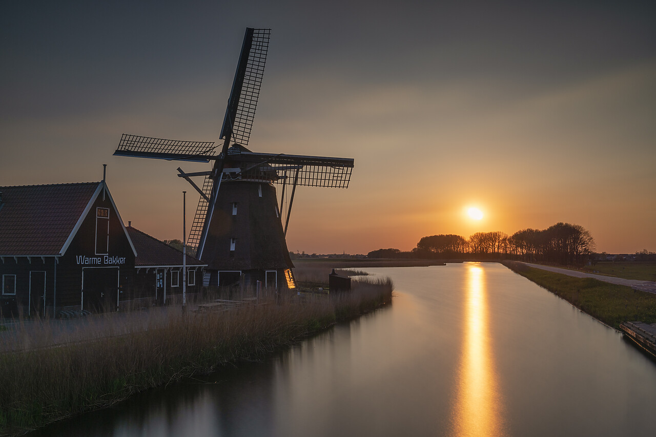 #220217-1 - Windmill at Sunset, Oterleek, Holland, Netherlands