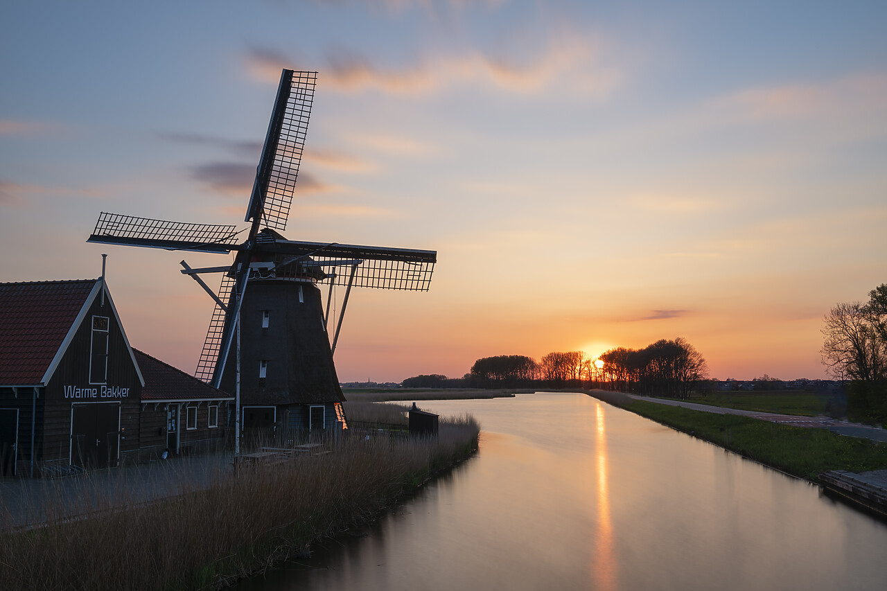 #220218-1 - Windmill at Sunset, Oterleek, Holland, Netherlands
