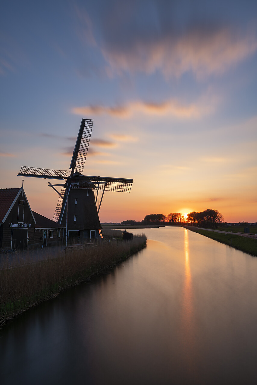 #220218-2 - Windmill at Sunset, Oterleek, Holland, Netherlands
