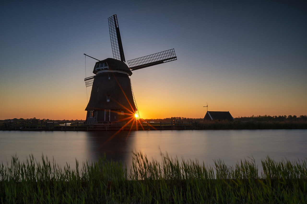 #220221-1 - Windmill at Sunset, Heerhugowaard, Holland, Netherlands