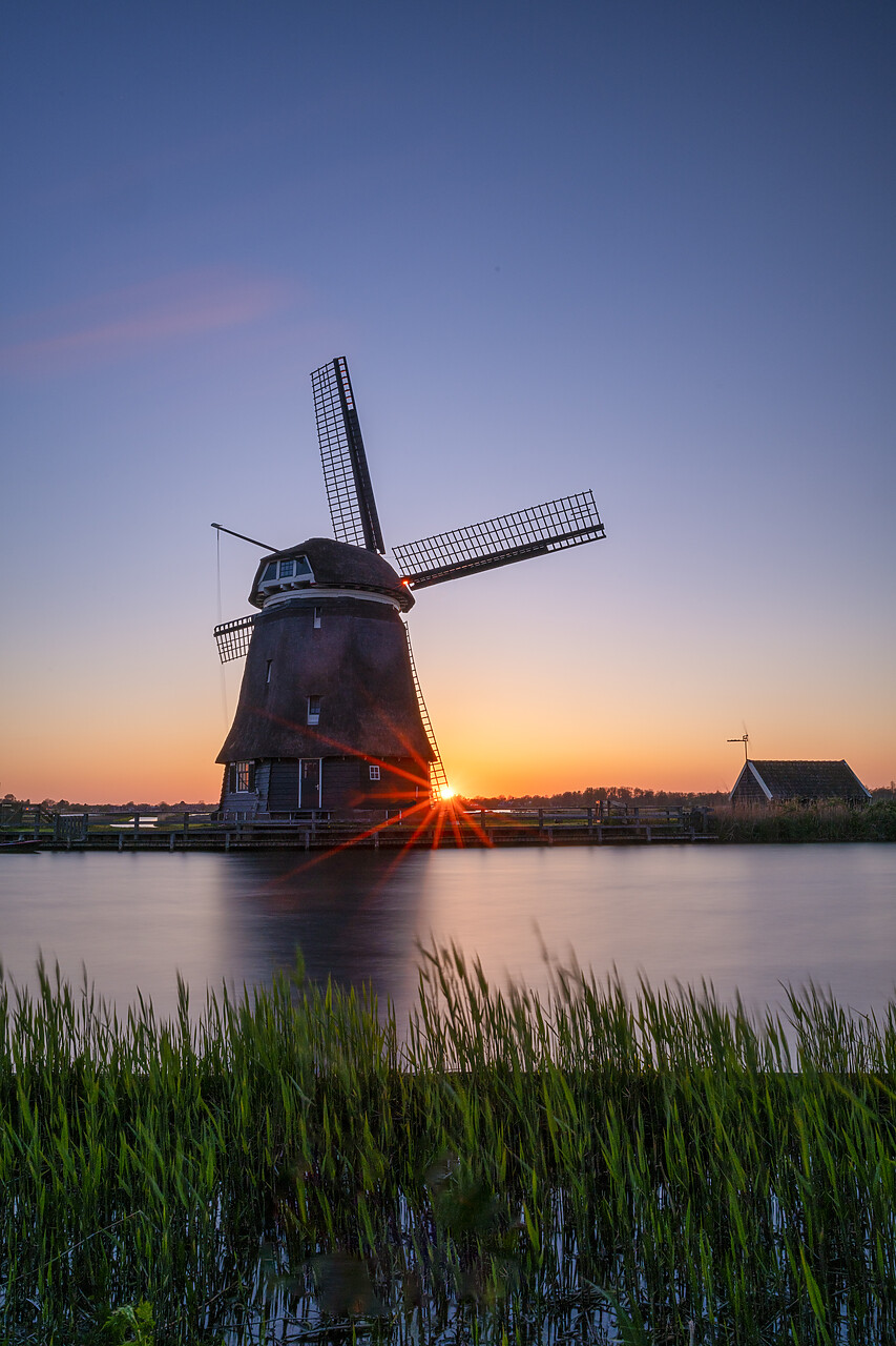 #220221-2 - Windmill at Sunset, Heerhugowaard, Holland, Netherlands