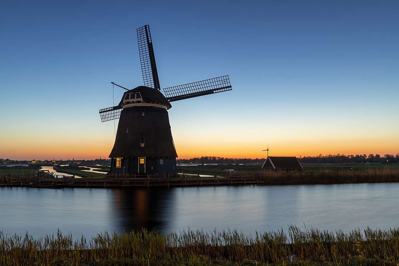 #220222-1 - Windmill at Sunset, Heerhugowaard, Holland, Netherlands