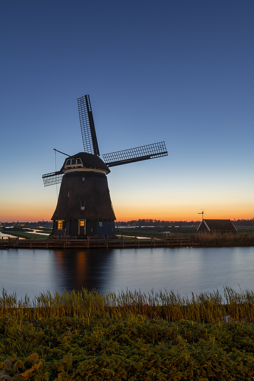 #220222-2 - Windmill at Sunset, Heerhugowaard, Holland, Netherlands