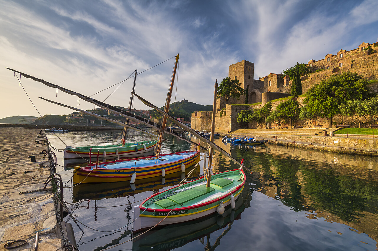 #220255-1 - Colourful Fishing Boats & Royal Castle, Collioure, Pyrenees Orientales, Occitanie Region, France