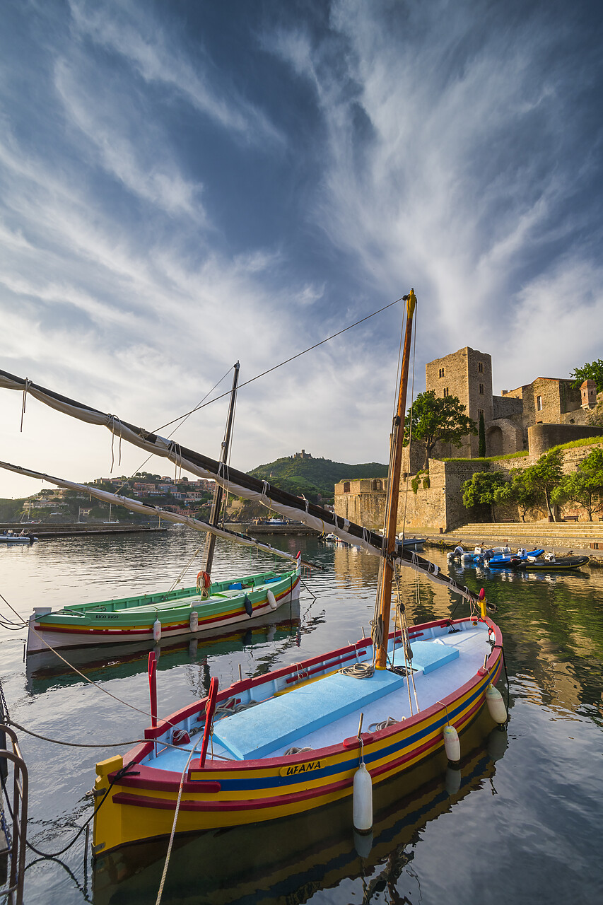 #220257-1 - Colourful Fishing Boats & Royal Castle, Collioure, Pyrenees Orientales, Occitanie Region, France