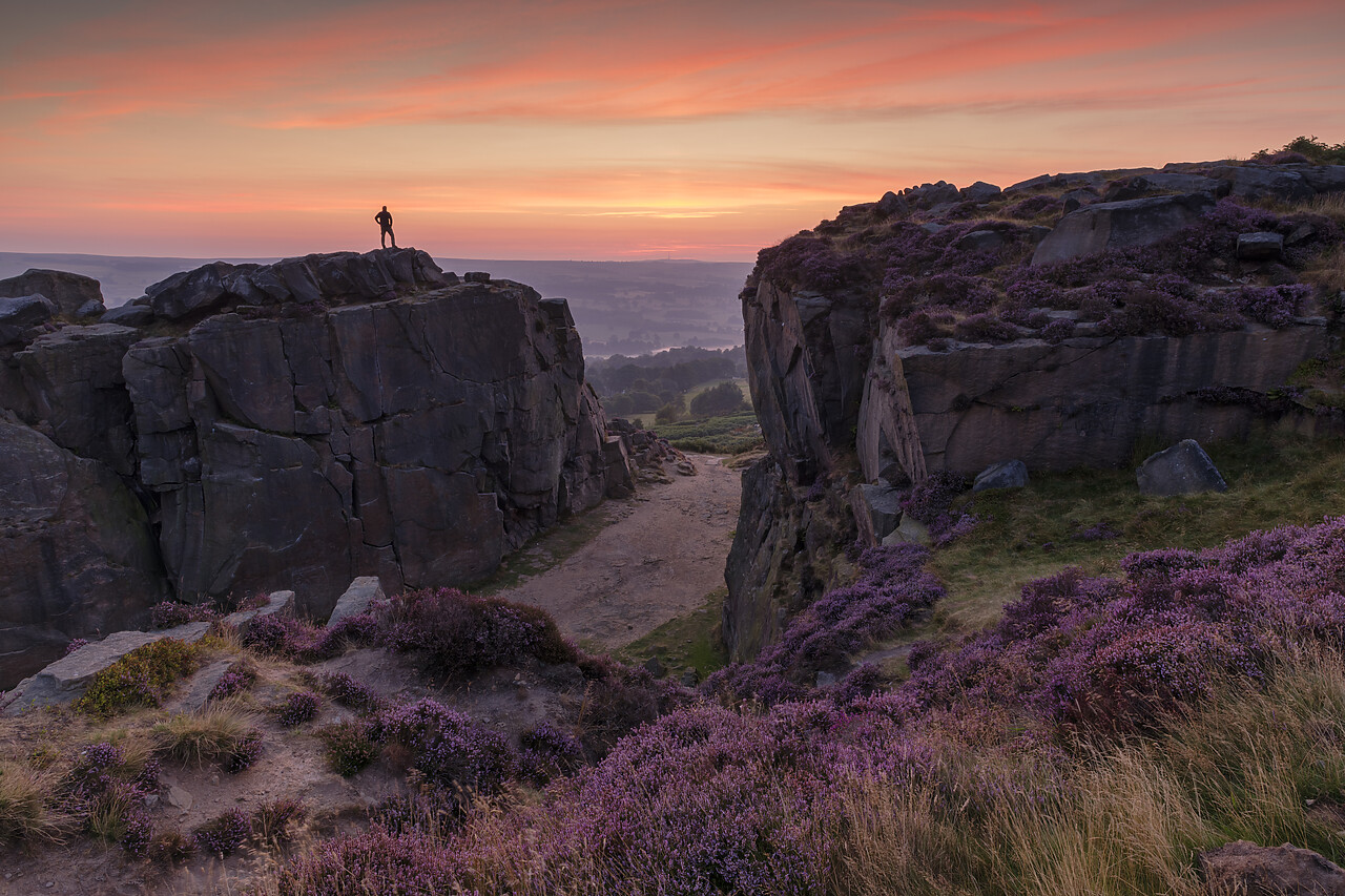 #220440-1 - Lone Person on Ilkley Moor at Sunrise, Ilkley, West Yorkshire, England