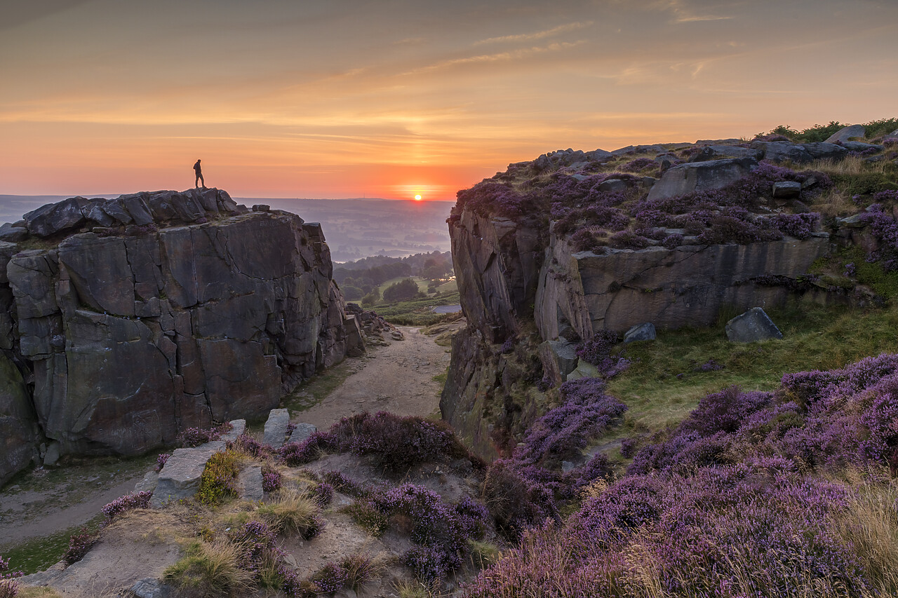 #220441-1 - Lone Person on Ilkley Moor at Sunrise, Ilkley, West Yorkshire, England