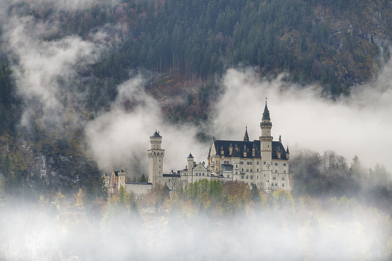 #220629-1 - Neuschwanstein Castle in Mist, Schwangau, Bavaria, Germany
