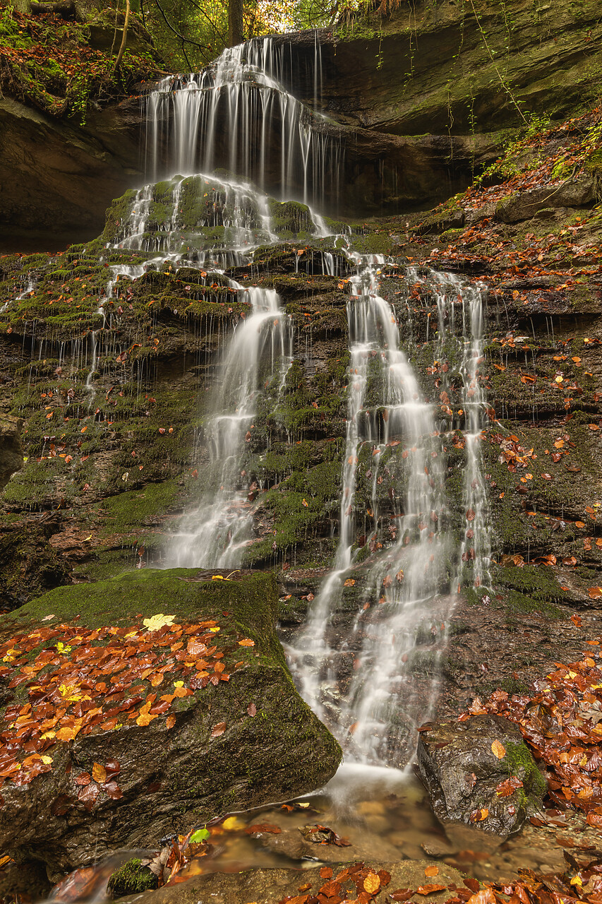 #220650-2 - Hinterer Waterfall in Autumn, HÃ¶rschbach, Murrhardt, Baden-WÃ¼rttemberg, Germany