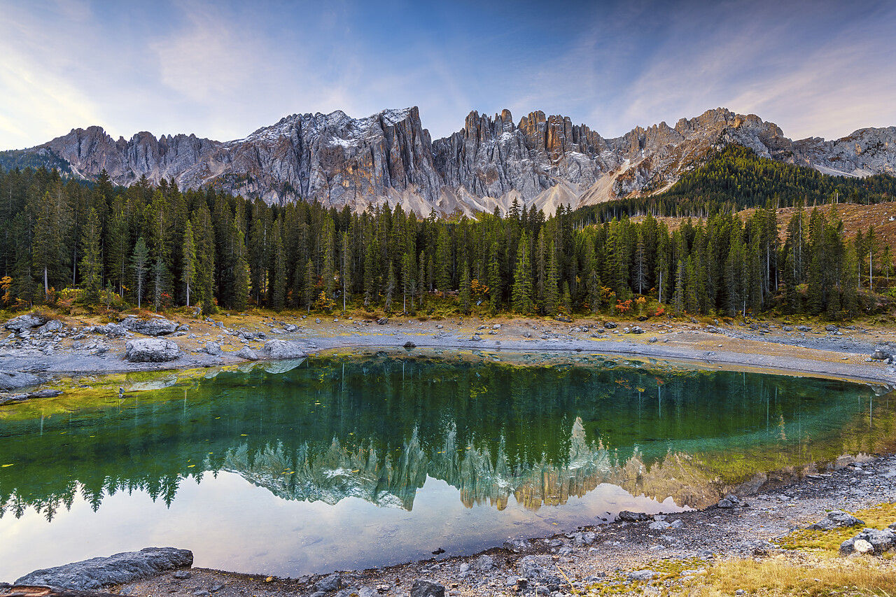 #220658-1 - Latemar Range Reflecting in Lago di Carezza, Dolomites, Trentino-Alto Adige, Italy