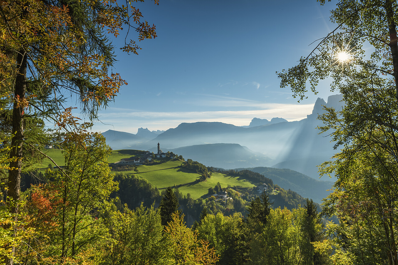 #220675-1 - View over Mittelberg, Renon, South Tyrol, Dolomites, Italy