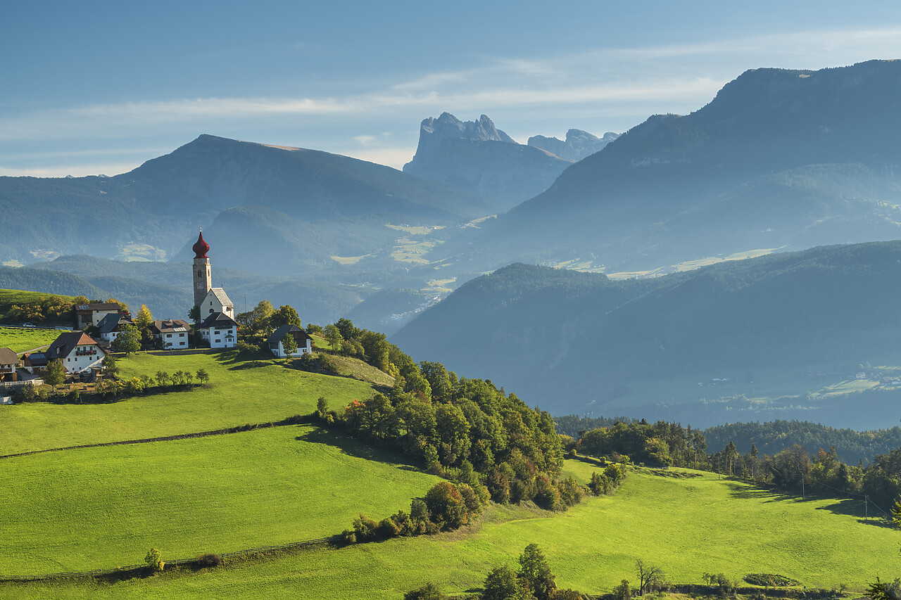 #220676-1 - View over Mittelberg, Renon, South Tyrol, Dolomites, Italy