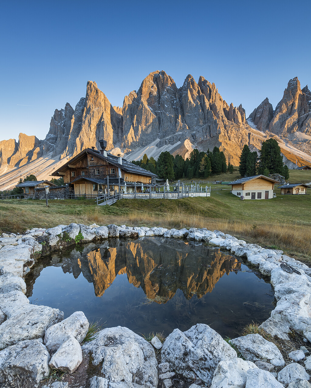 #220685-2 - Puez Odle Range Reflecting in Pool, Val di Funes, South Tyrol, Dolomites, Italy