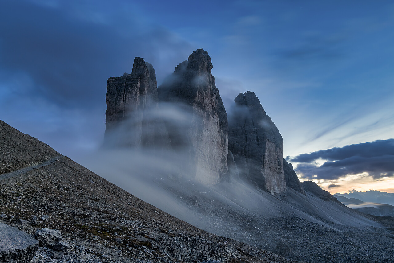 #220703-1 - Low Cloud Around Tre Cime di Lavaredo, Dolomites, South Tyrol, Italy