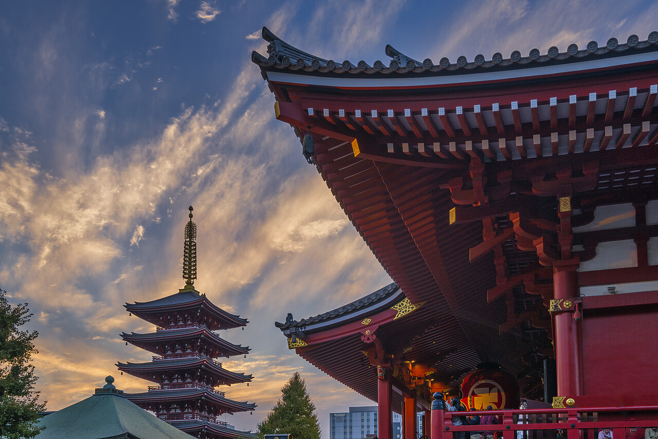 #220720-1 - Senso-ji Temple & Pagoda at Sunset, Tokyo, Japan