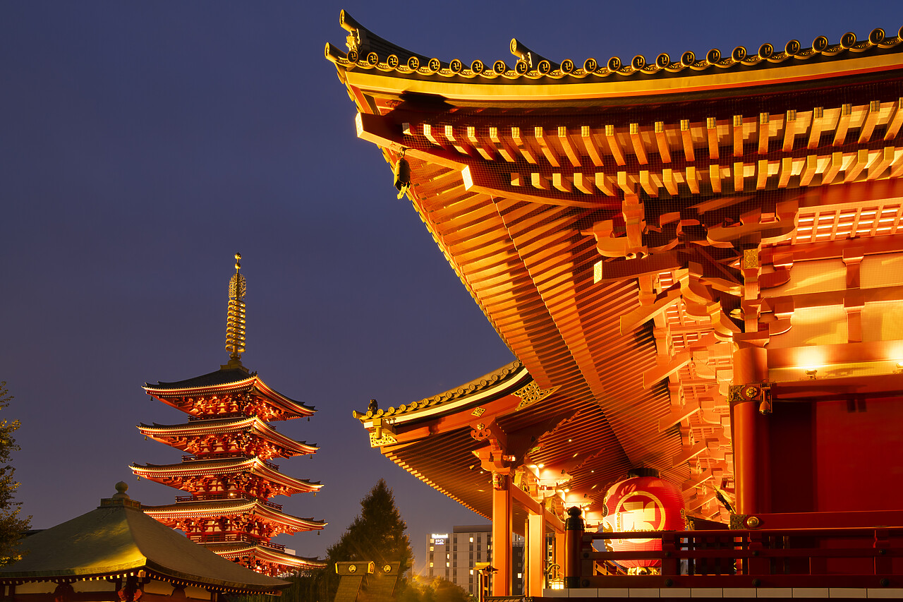 #220721-1 - Senso-ji Temple & Pagoda at Night, Tokyo, Japan