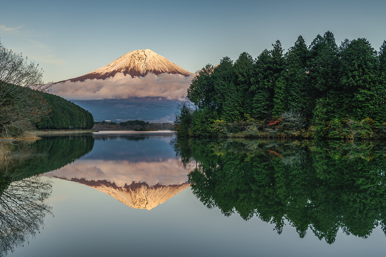 #220735-1 - Mt. Fuji Reflecting in Lake Tanuki, Fujinomiya, Shizouka, Honshu, Japan