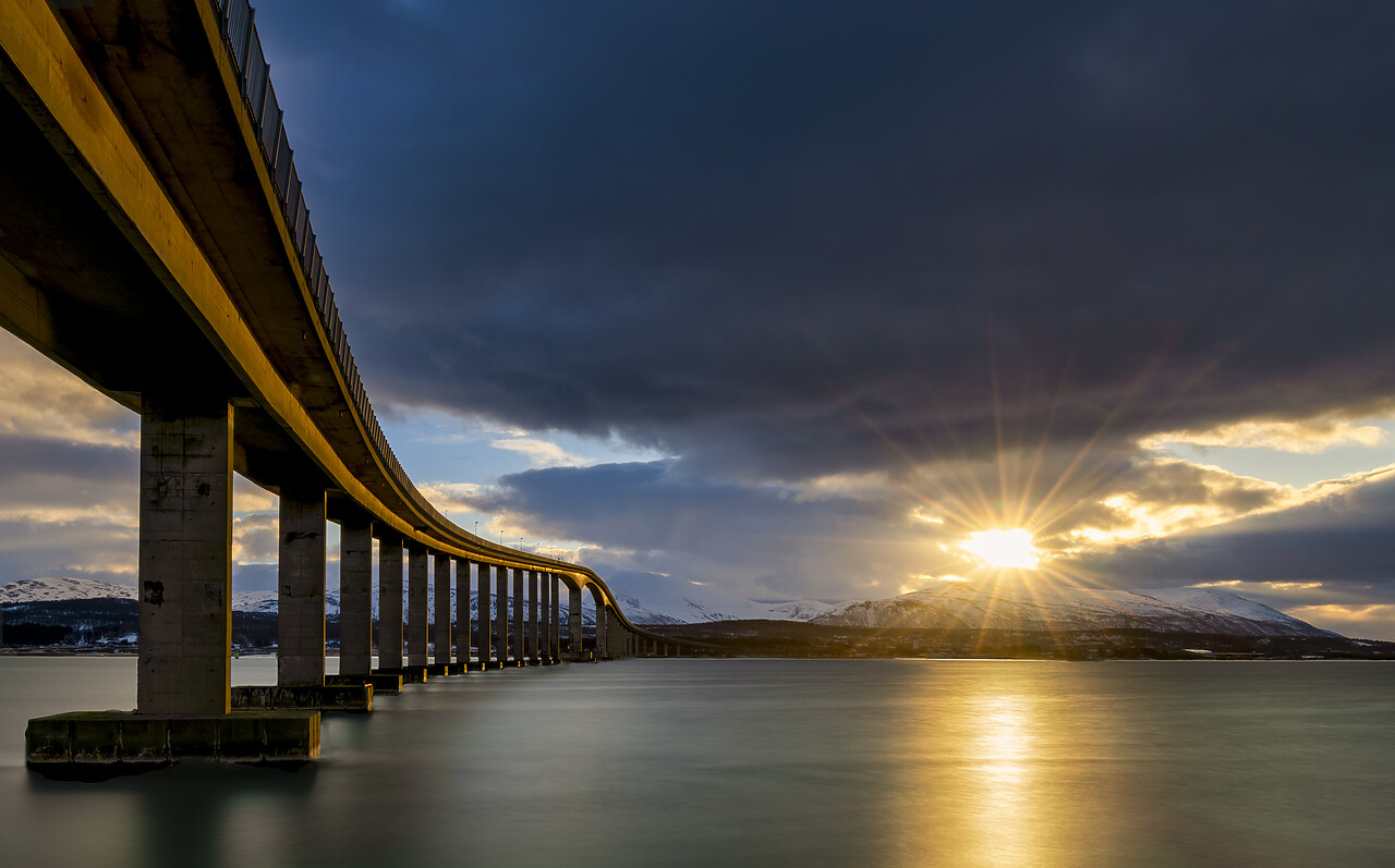 #230000-1 - Bridge & Sunburst over Tromso, Norway