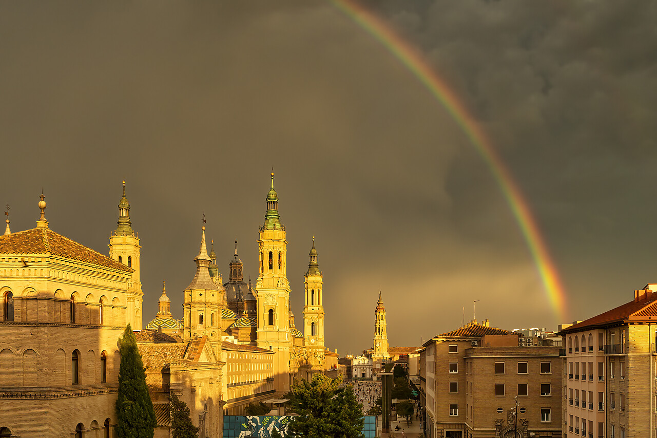 #230318-1 - Rainbow over Cathedral-Basilica of Our Lady of the Pillar, Zaragoza, Aragon, Spain