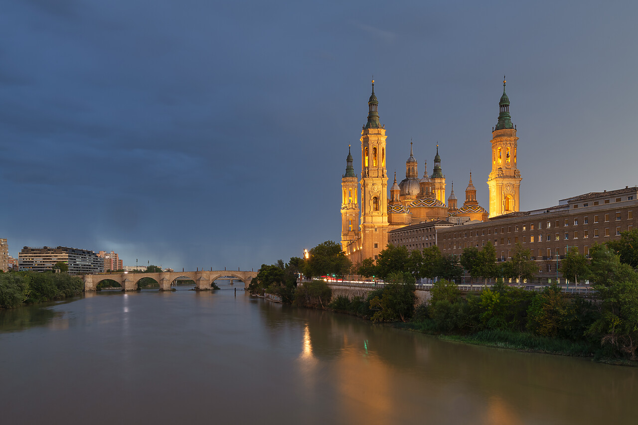 #230319-1 - Cathedral-Basilica of Our Lady of the Pillar along the Ebro River, Zaragoza, Aragon, Spain