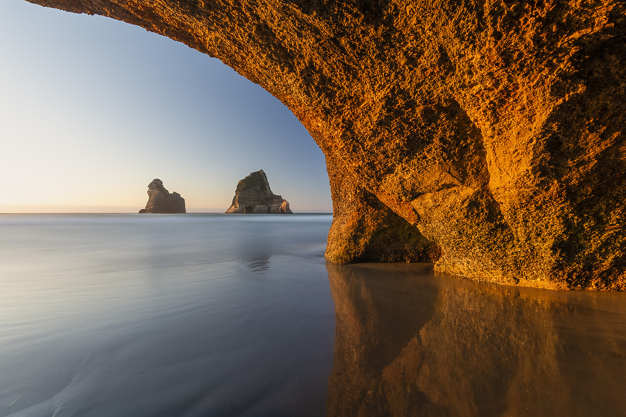 #240071-1 - Cave Framing Archway Islands, Wharariki Beach,  South Island, New Zealand