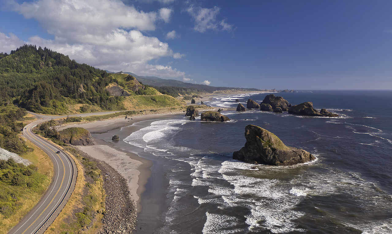 #240297-1 - Coastal Road & Sea Stacks along Myers Creek Beach, Oregon, USA