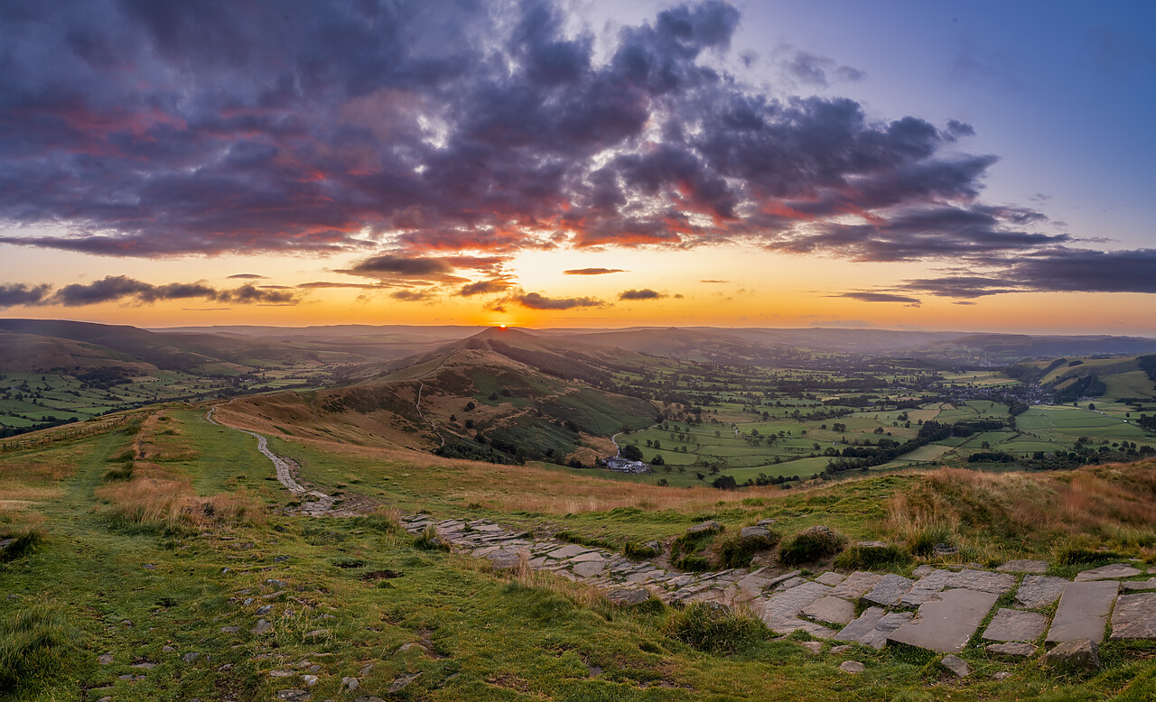 #240330-1 - View From Mam Tor at Sunrise, Peak District National Park, Derbyshire, England