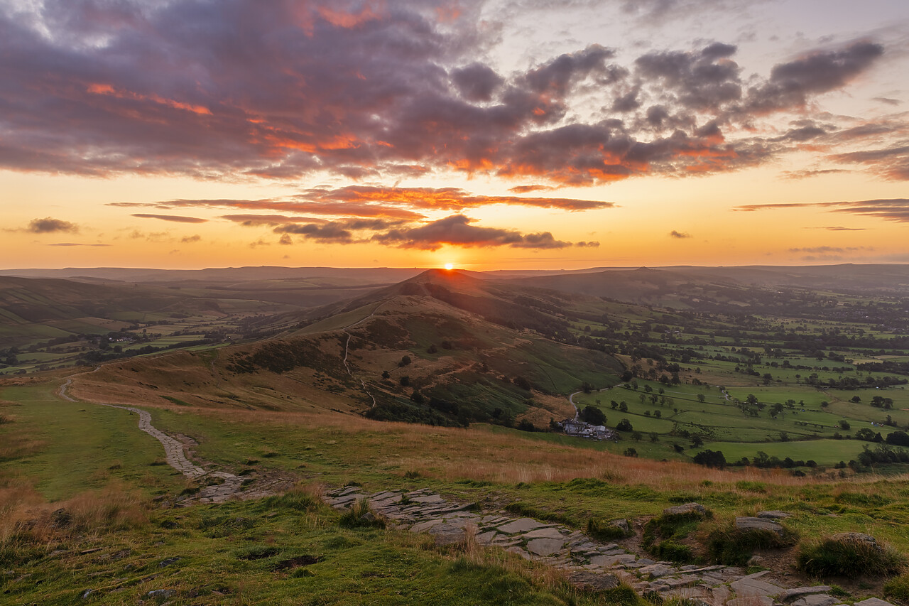 #240331-1 - View From Mam Tor at Sunrise, Peak District National Park, Derbyshire, England