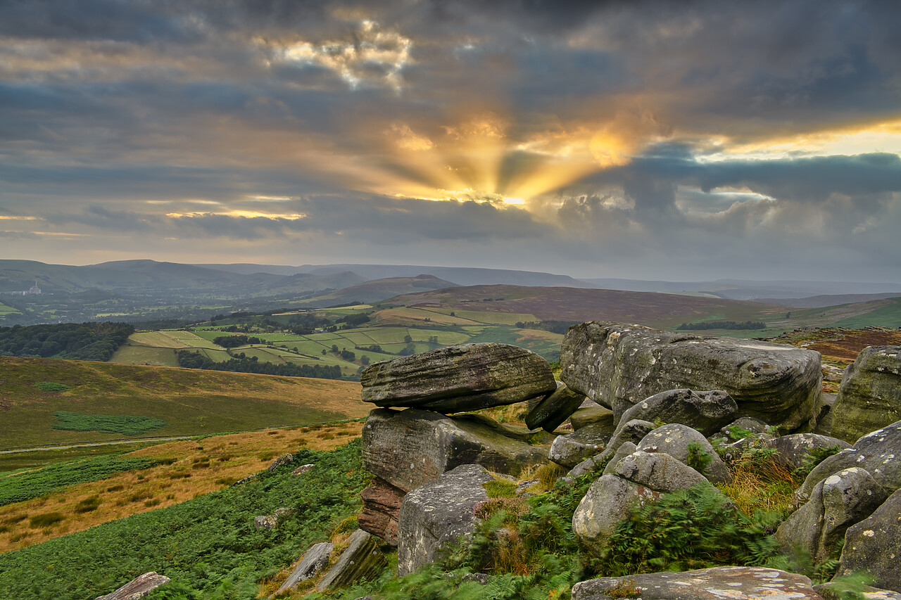 #240340-1 - Sunset from Stanage Edge, Peak District National Park, Derbyshire, England