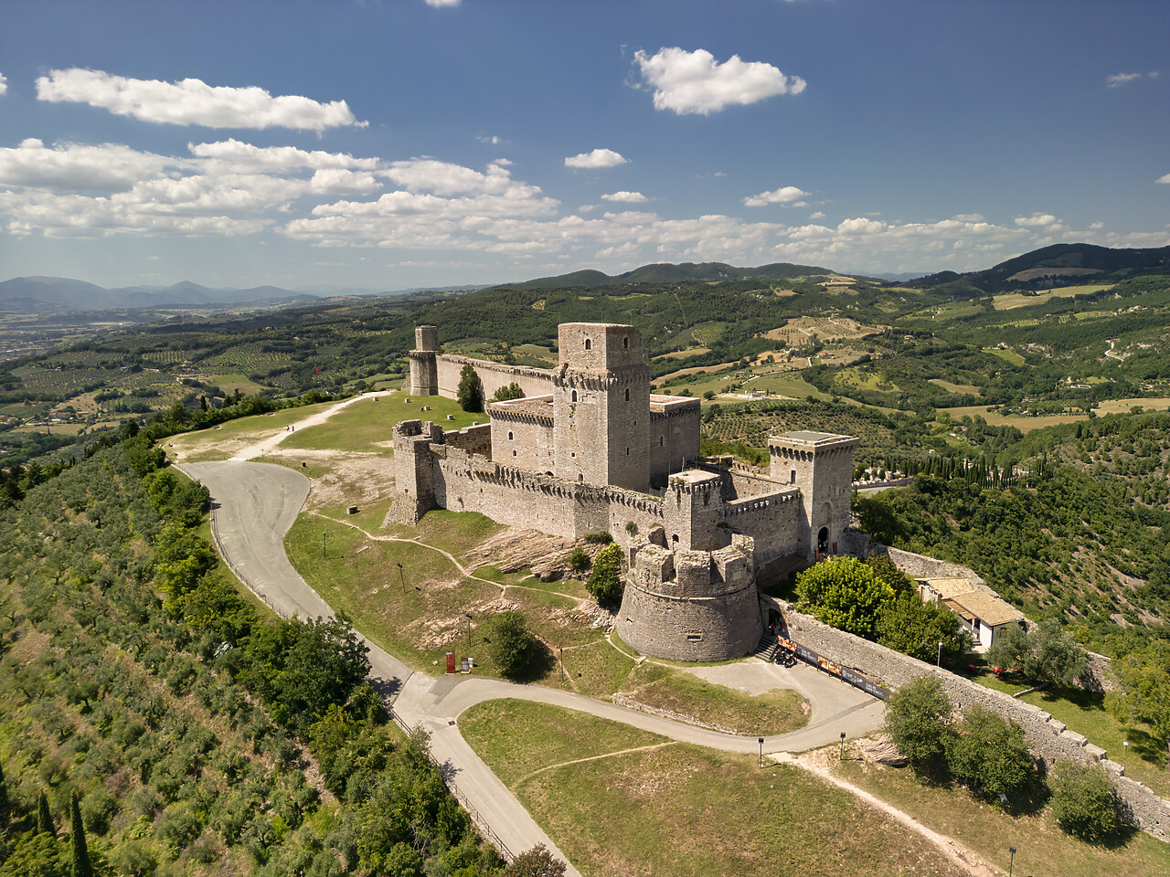 #240354-1 - Aerial View over Rocca Maggiore Castle, Assisi, Umbria, Italy