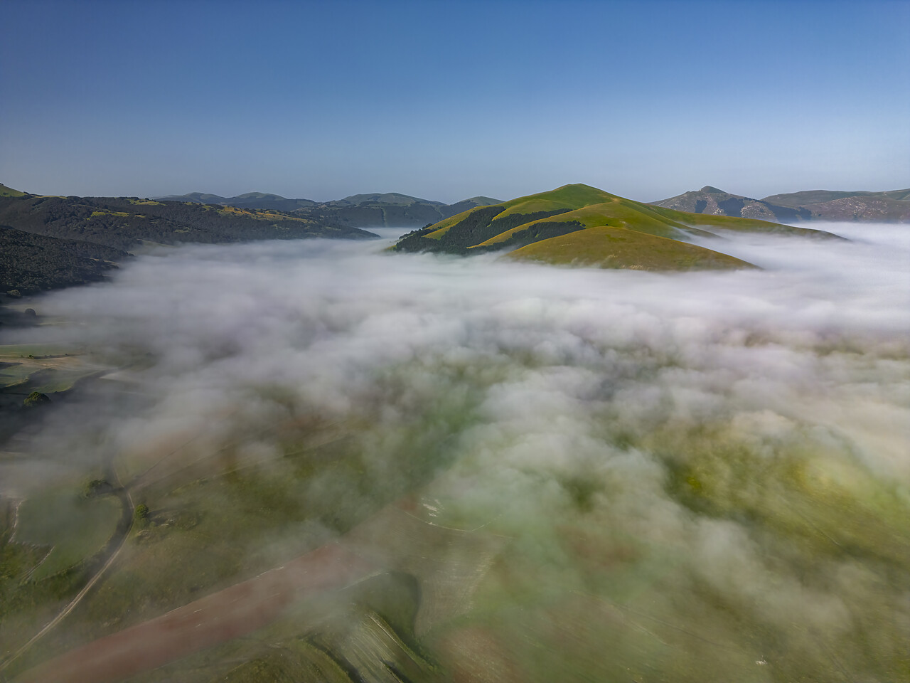 #240383-1 - Low Mist over Piano Grande, Sibillini Mountains National Park, Umbria, Italy