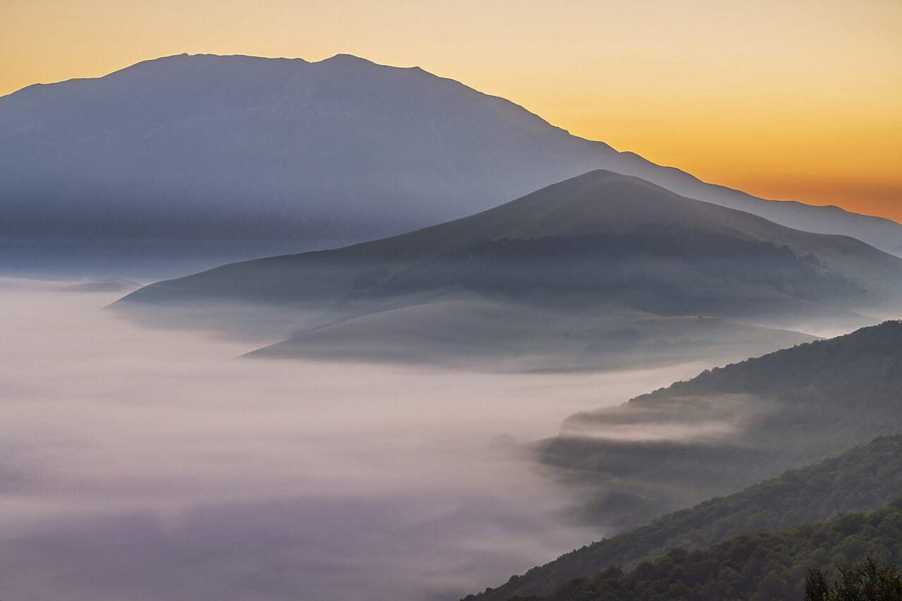 #240388-1 - Dawn Mist in Sibillini Mountains National Park, Umbria, Italy