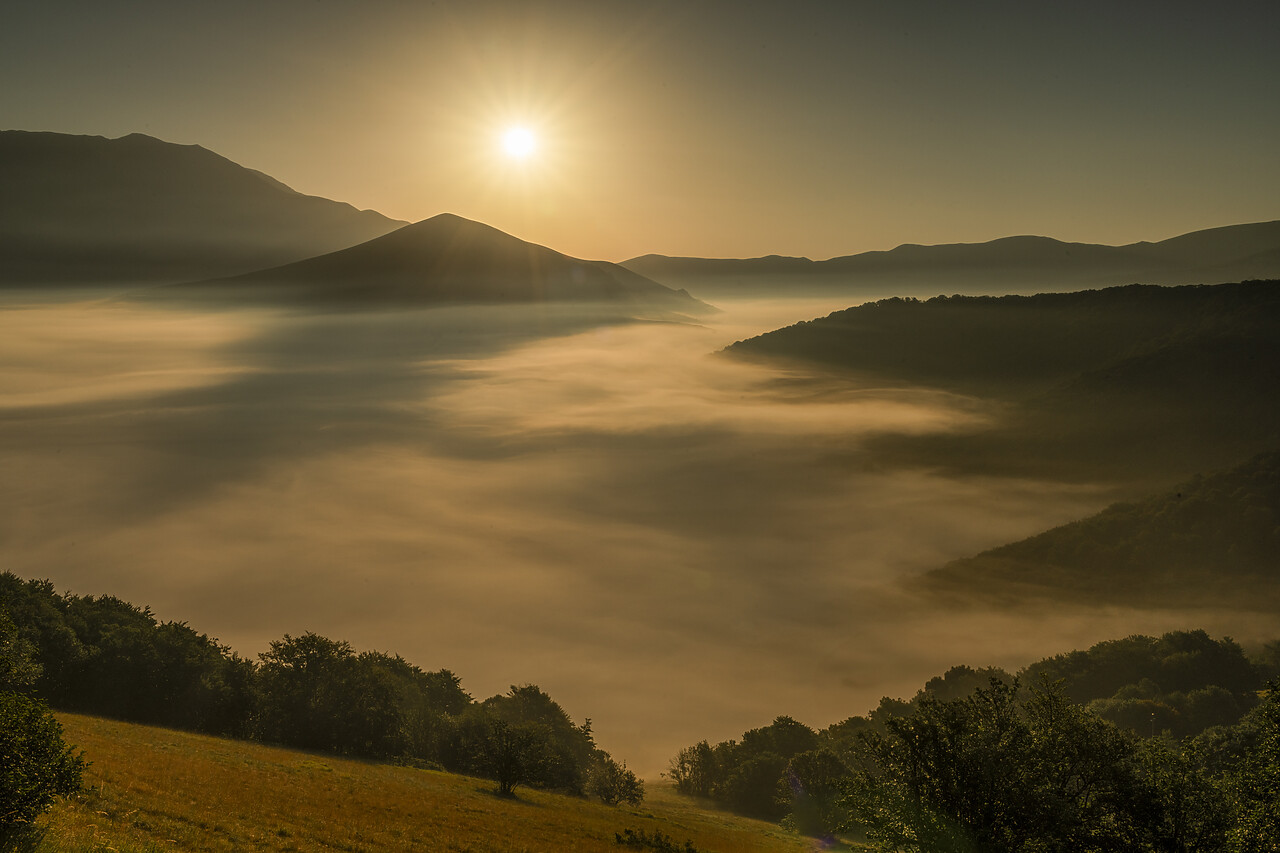 #240390-1 - Dawn Mist in Sibillini Mountains National Park, Umbria, Italy