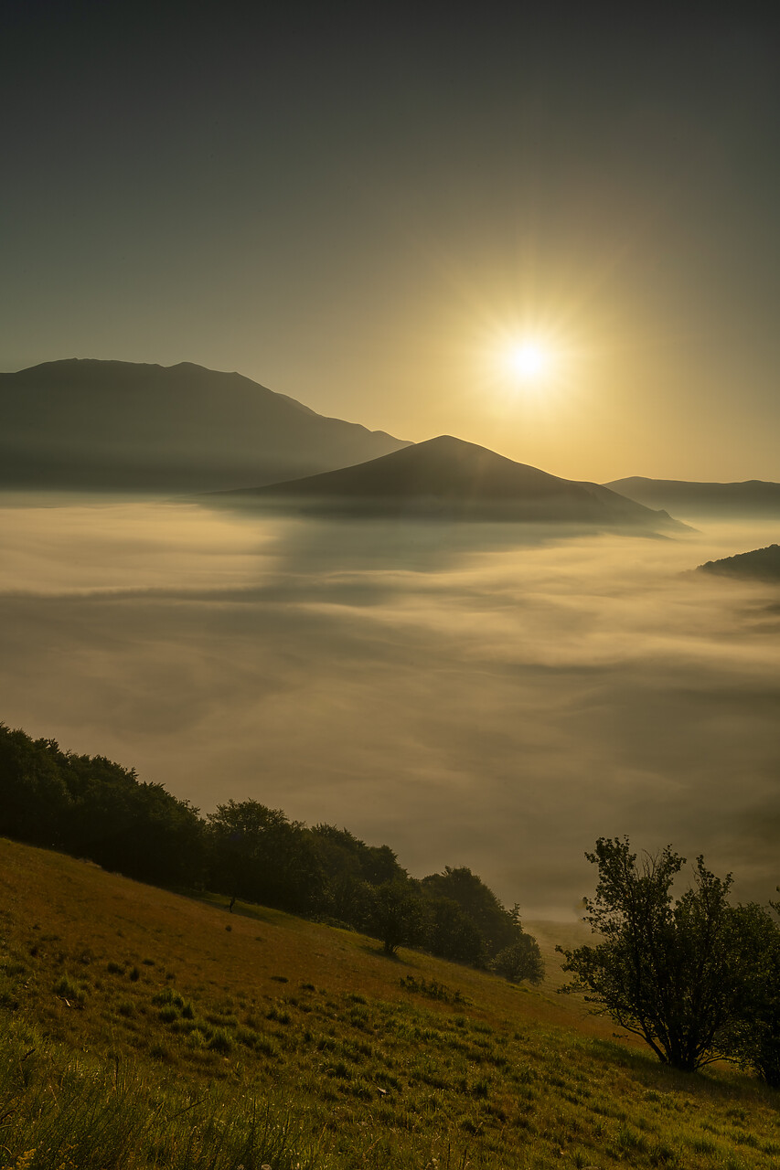 #240390-2 - Dawn Mist in Sibillini Mountains National Park, Umbria, Italy