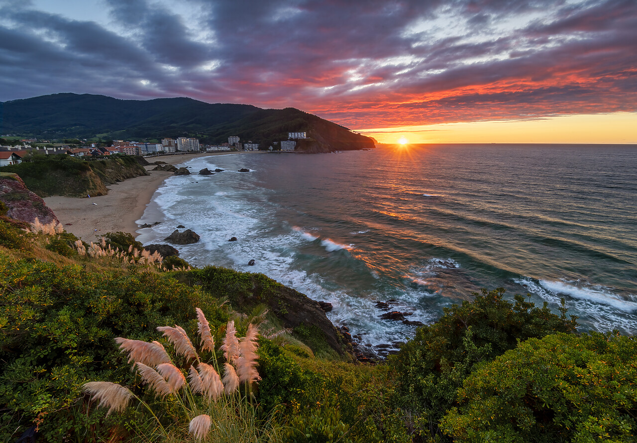 #240508-1 - Sunset over Bakio Beach, Bay Of Biscay, Basque Country, Spain