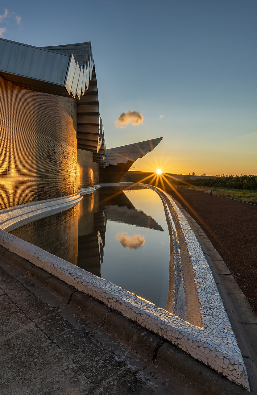 #240509-1 - Bodegas Ysios Vineyard at Sunrise Designed by Santiago Calatrava, Laguardia, Alava, Spain