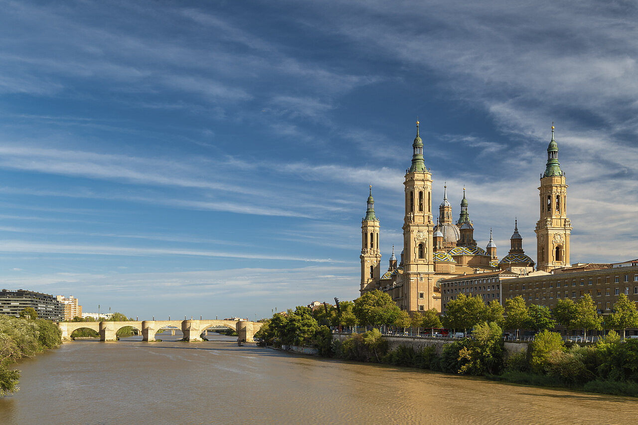 #240528-1 - Basilica de Nuestra Senora del Pilar Church and Ebro River, Zaragoza, Aragon, Spain