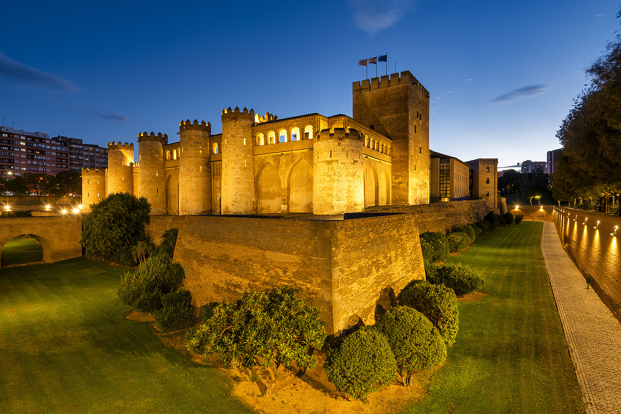 #240532-1 - Aljaferia Palace at Dusk, Zaragoza, Aragon, Spain