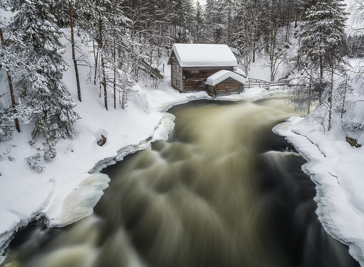 #400072-2 - Myllykoski Mill in Winter, Oulanka National Park, Kuusamo, Finland