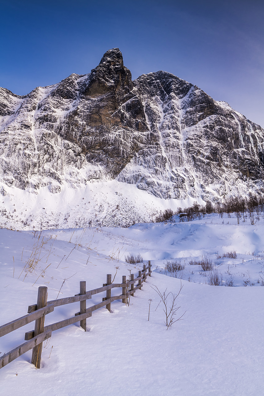 #400083-2 - Fence Leading to Mountain, Senja, Norway